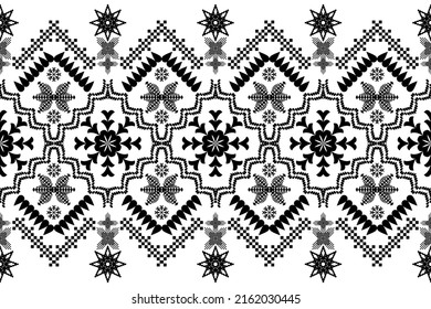 Beautiful figure tribal cross-stitch geometric ethnic oriental pattern traditional .Aztec style embroidery abstract vector illustration.design for texture,fabric,clothing,print.