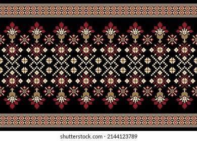 Beautiful figure tribal Egyptian geometric ethnic oriental pattern traditional on black background.Aztec style,embroidery,abstract,vector illustration.design for texture,fabric,clothing,wrapping.