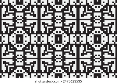 Beautiful Figure Tribal Thai Geometric Ethnic Oriental Pattern Traditional on Black background.aztec Style,embroidery,abstract,vector illustration.design for Texture,fabric,clothing,wrapping,carpet.