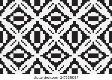 Beautiful Figure Tribal Thai Geometric Ethnic Oriental Pattern Traditional on Black background.aztec Style,embroidery,abstract,vector illustration.design for Texture,fabric,clothing,wrapping,carpet.