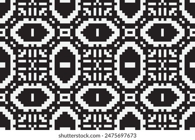 Beautiful Figure Tribal Thai Geometric Ethnic Oriental Pattern Traditional on Black background.aztec Style,embroidery,abstract,vector illustration.design for Texture,fabric,clothing,wrapping,carpet.