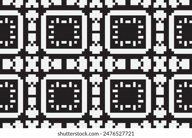 Beautiful figure tribal Thai geometric ethnic oriental pattern traditional on black background.Aztec style,embroidery,abstract,vector illustration.design for texture,fabric,clothing,wrapping,carpet.
