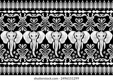 Beautiful figure tribal Thai geometric ethnic oriental pattern traditional.Aztec style, ikat embroidery, abstract, design for texture, fabric, clothing, wrapping, and carpet.