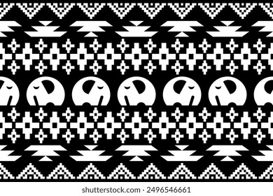 Beautiful figure tribal Thai geometric ethnic oriental pattern traditional.Aztec style, ikat embroidery, abstract, design for texture, fabric, clothing, wrapping, and carpet.