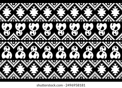 Beautiful figure tribal Thai geometric ethnic oriental pattern traditional.Aztec style, ikat embroidery, abstract, design for texture, fabric, clothing, wrapping, and carpet.