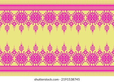 Beautiful figure tribal Ukrainian geometric ethnic oriental pattern traditional on blue background.Aztec style embroidery abstract vector illustration.design for texture,fabric,clothing,wrapping,print