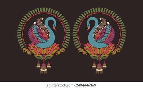 Beautiful figure tribal Ukrainian geometric ethnic oriental pattern traditional on Dark background.Aztec style embroidery abstract vector illustration