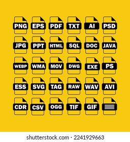 beautiful file format, icons, chart, PSD, JPG, PNG, AI, GIF, typeface, symbol, data, chart, computer, extension, pictograms, set, SVG file, 