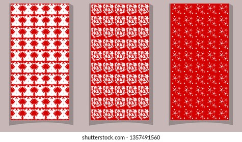 Beautiful fine red textile patterns sampler, mock-up, fabric design in red and white