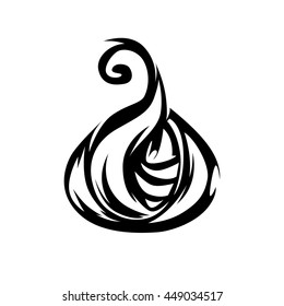 Beautiful fire icon on a white background. Ideas for tattoos. Bonfire. Stylization. Vector flames.