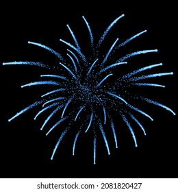 Beautiful firework firecracker with  sparks at night sky. Vector illustration