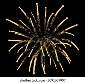 Beautiful firework firecracker with  sparks at night sky. Vector illustration