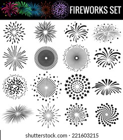 Beautiful Fireworks on white  background