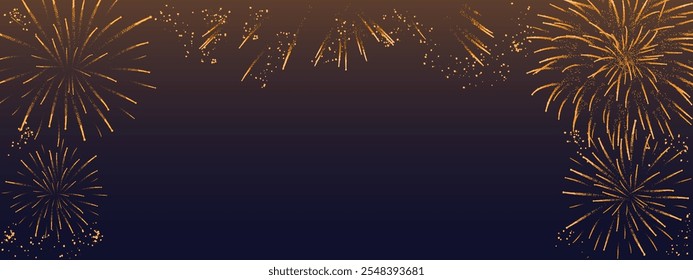 Lindo fogos de artifício com faíscas brilhantes, fundo festivo com espaço de cópia. Ilustração vetorial