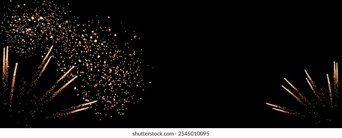 Lindo fogos de artifício com faíscas brilhantes no céu noturno, fundo com espaço de cópia. Ilustração vetorial