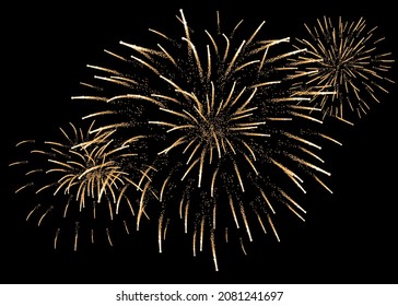 Beautiful fireworks  with  sparks at night sky. Vector illustration