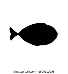 Beautiful fish, great design for any purposes. Vector image. Black element. Modern banner with black fish for concept design. Vector isolated outline drawing. Food concept. Contour drawing