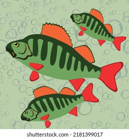 Beautiful Fish. Pattern Fishing. Beautiful summer hobby. Vector poster. EPS.