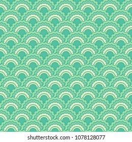 Beautiful fish scales squama background, vector seamless fabric pattern, tiled textile print. Typical chinese squama scales seamless arc tiles background. Snake skin pattern.