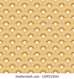 Beautiful fish scales squama background, vector seamless fabric pattern, tiled textile print. Traditional chinese squama scales seamless arc tiles graphics. Wallpaper pattern.