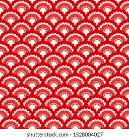 Beautiful fish scales squama background, vector seamless fabric pattern, tiled textile print. Classic chinese squama scales seamless arc tiles surface. 
