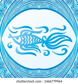 Beautiful fish and sea frame. Vector illustration