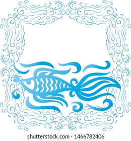 Beautiful fish and sea frame. Vector illustration
