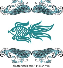 Beautiful fish and sea. Vector illustration