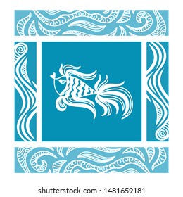 Beautiful fish and sea waves. Vector illustration
