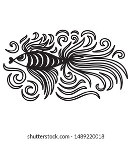 Beautiful fish and sea waves. Vector illustration