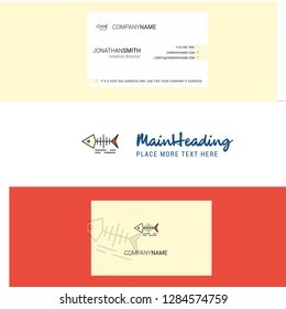 Beautiful Fish skull Logo and business card. vertical Design Vector