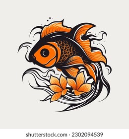 A beautiful fish surrounded by flowers in a logo illustration, perfect for a nature-inspired brand