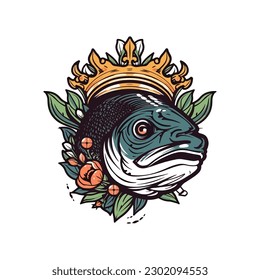 A beautiful fish surrounded by flowers in a logo illustration, perfect for a nature-inspired brand