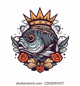A beautiful fish surrounded by flowers in a logo illustration, perfect for a nature-inspired brand