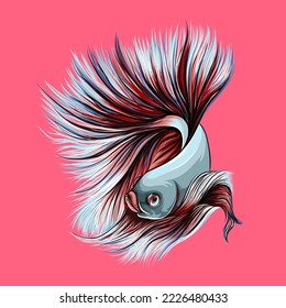 Hermoso Vector de Pescado Arte Ilustración Dibujo de la línea de arte