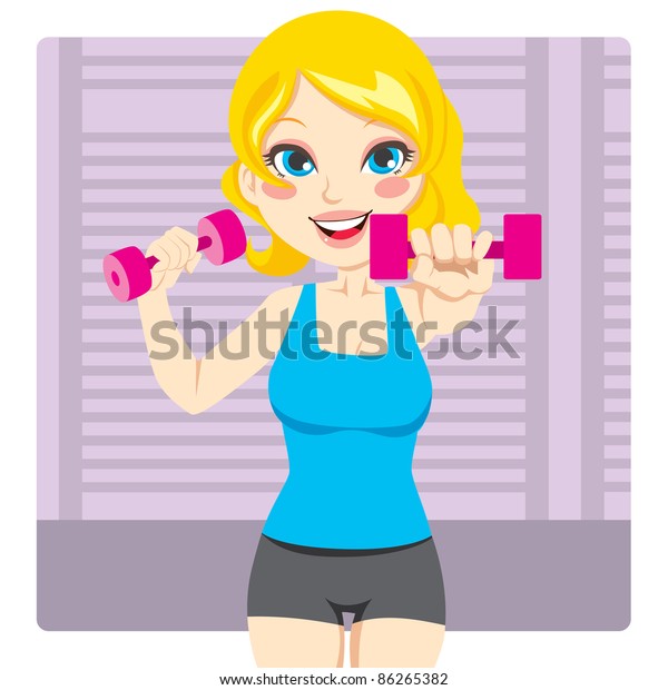 Beautiful Fit Blond Girl Exercising Two Stock Vector (Royalty Free ...