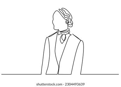 beautiful fit professional woman stewardess waiter receptionist line art