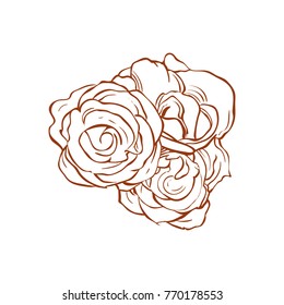 Beautiful five ( 3 ) roses line art 