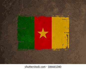 beautiful flag design of Cameroon on brown color grunge texture background. 
