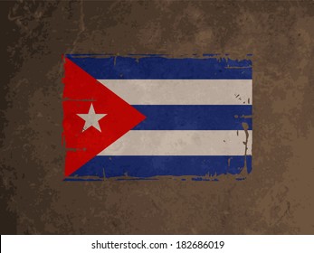 beautiful flag design of Cuba on brown color grunge texture background. 