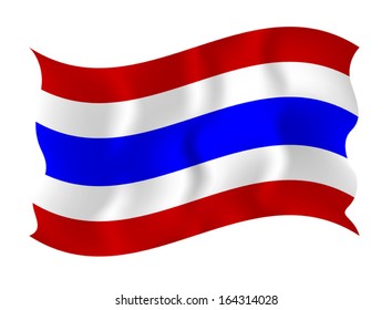 Beautiful flag of Thailand waving on a white background