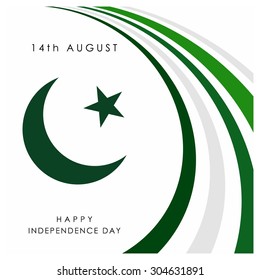 beautiful Flags stripes and Moon creative poster template. Vector 14 August. Pakistan Independence Day. Celebration Card. Illustration