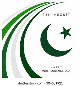 beautiful Flags stripes and Moon creative poster template. Vector 14 August. Pakistan Independence Day. Celebration Card. Illustration