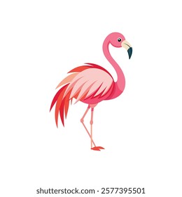 Beautiful Flamingo with Exotic Floral Elements