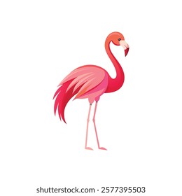 Beautiful Flamingo with Exotic Floral Elements