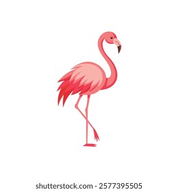 Beautiful Flamingo with Exotic Floral Elements