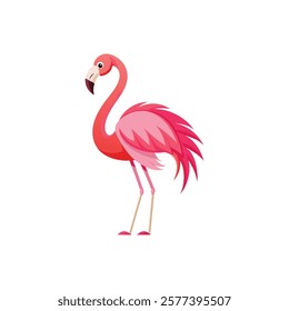 Beautiful Flamingo with Exotic Floral Elements