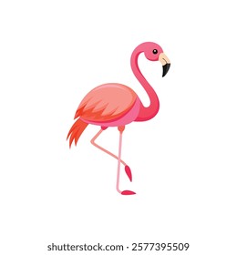 Beautiful Flamingo with Exotic Floral Elements