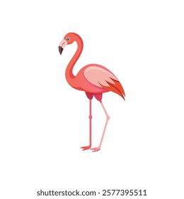 Beautiful Flamingo with Exotic Floral Elements