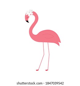 Beautiful flamingo with flower. Vector illustration